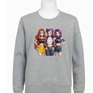 K-Pop Demon Hunters  Anime Graphic Sweatshirt Grey – Y 11–12 (US Large-10/12)